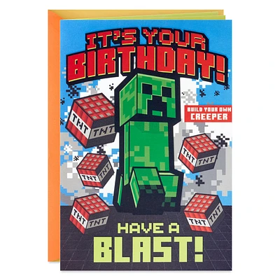 Minecraft Have a Blast Birthday Card for Kids With Build-Your-Own Creeper for only USD 5.59 | Hallmark