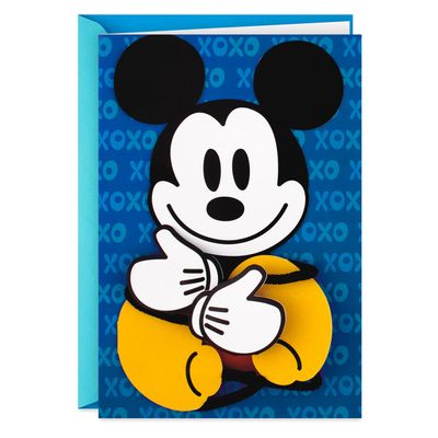Disney Mickey Mouse A Ton of Love Birthday Card With Posable Mickey