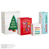 Bright Wishes 8-Pack Christmas Gift Bags, Assorted Sizes and Designs for only USD 12.99 | Hallmark
