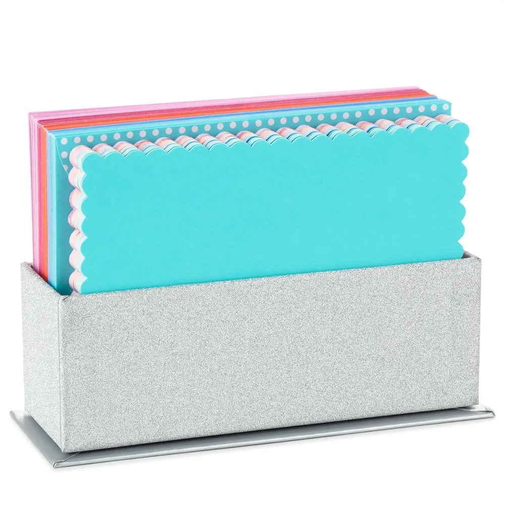 Assorted Blank Note Cards in Sparkly Silver Caddy, Set of 40 for only USD 11.99 | Hallmark