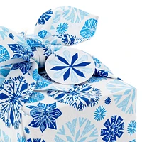 26" Blue Snowflakes Holiday Fabric Gift Wrap With Gift Tag for only USD 12.99 | Hallmark
