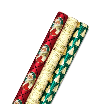 Traditional 3-Pack Foil Christmas Wrapping Paper Assortment, 60 sq. ft. for only USD 16.99 | Hallmark