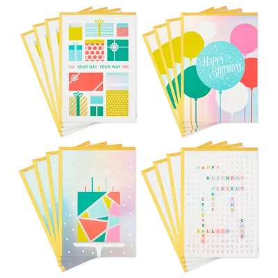 Iridescent Birthday Icons Assortment Birthday Cards, Pack of 16 for only USD 9.99 | Hallmark