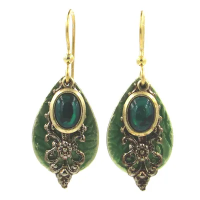 Green Stone and Filigree Layered Metal Drop Earrings for only USD 21.00 | Hallmark