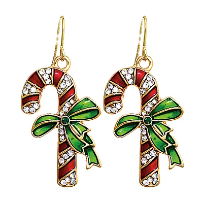 Rain Jewelry Holiday Candy Cane Metal Drop Earrings for only USD 9.99 | Hallmark