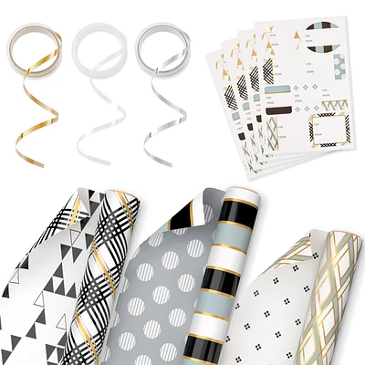 Mod Patterns 3-Pack Wrapping Paper, Ribbon and Sticker Tags for only USD 19.99 | Hallmark
