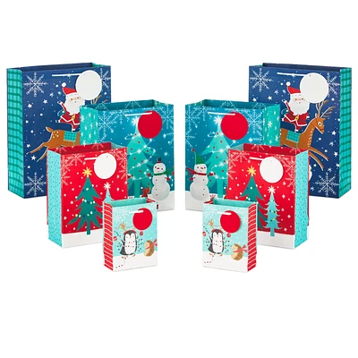 Assorted Snowy Fun 8-Pack Small, Medium, Large and XL Christmas Gift Bags for only USD 13.99 | Hallmark