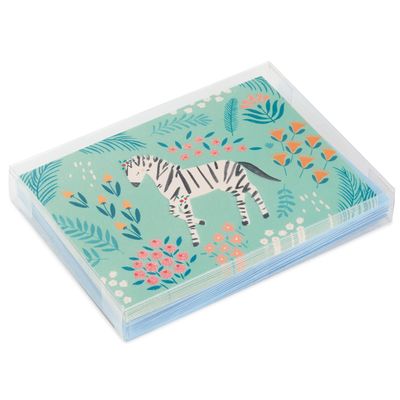 Zebra and Flowers Blank Note Cards, Pack of 10