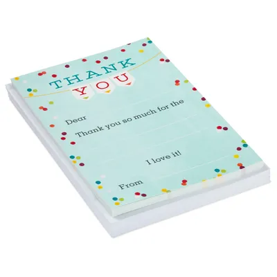 Colorful Confetti Fill-in-the-Blank Kids Thank-You Notes, Pack of 20 for only USD 9.99 | Hallmark