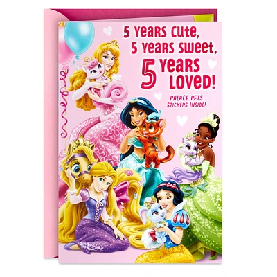 Disney Princesses Palace Pets 5th Birthday Card With Stickers for Her for only USD 3.99 | Hallmark