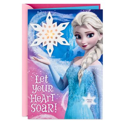 Disney Frozen Elsa Snowflake Musical Birthday Card With Light