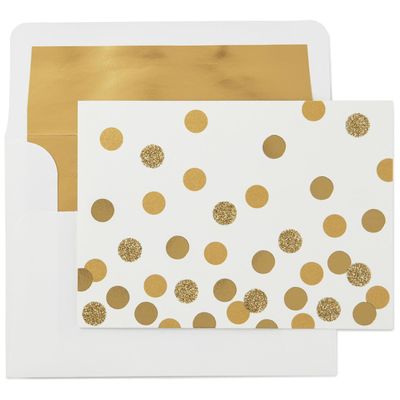 Gold Dots on Ivory Blank Note Cards, Box of 10