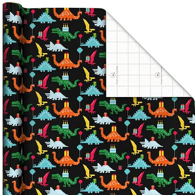 8-Bit Dinosaurs Birthday Wrapping Paper, 20 sq. ft. for only USD 4.99 | Hallmark