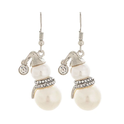 Rain Jewelry Silver and Faux Pearl Snowman Drop Earrings for only USD 14.99 | Hallmark