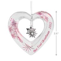 Our First Christmas Heart 2022 Glass Ornament