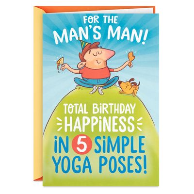 Men Yoga Poses Funny Pop-Up Birthday Card for Him