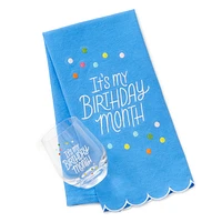 Birthday Month Tea Towel and Wine Glass Bundle for only USD 24.99 | Hallmark