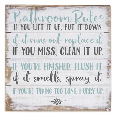 Simply Said Bathroom Rules Petite Pallet Wood Sign, 6x6 for only USD 18.99 | Hallmark