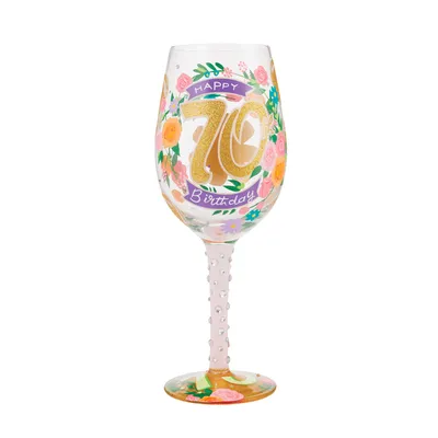 Lolita Happy 70th Birthday Handpainted Wine Glass, 15 oz. for only USD 29.99 | Hallmark