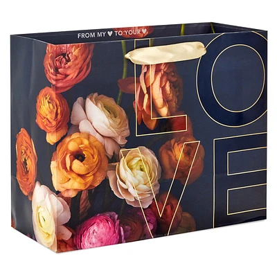 7.7" Dark Floral Love Medium Horizontal Gift Bag for only USD 3.99 | Hallmark