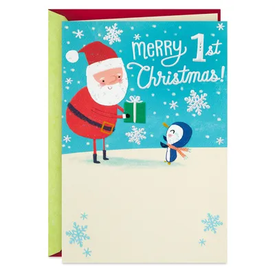 Santa and Penguin Baby's First Christmas Card for only USD 3.99 | Hallmark