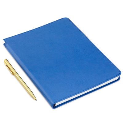 Periwinkle Faux Leather Notebook With Pen