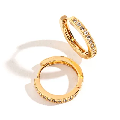 Howard's Jewelry Medium Gold Pave Hoop Earrings for only USD 11.99 | Hallmark