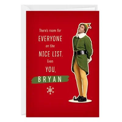 Elf Buddy the Elf™ Nice List Funny Folded Christmas Photo Card for only USD 4.99 | Hallmark