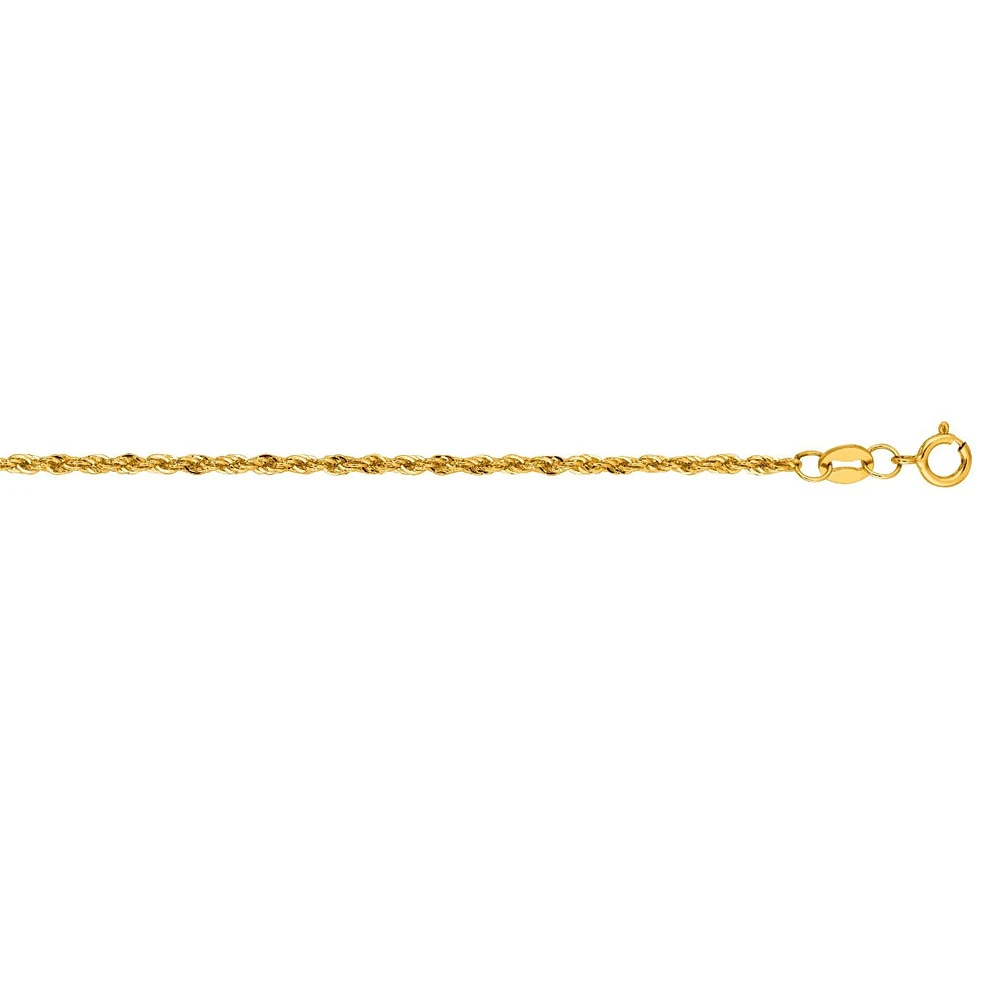 10kt Yellow Gold Inch 1.5mm Semi-Solid Rope Chain 012HSR