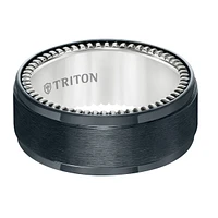 Triton Ladies 9mm Black Titanium and Sterling Silver Comfort Fit Band 11-5648BV-L.00