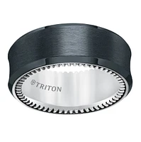 Triton Ladies 9mm Concave Black Titanium and Sterling Silver Comfort Fit Band 11-5650BV-L.00