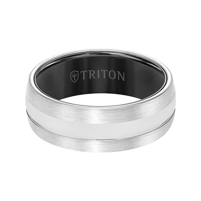 Triton Ladies 8mm White Tungsten Carbide Band with Black Interior 11-5943MCB8-L.00