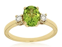 14k Yellow Gold Oval Peridot and Diamond Ring 3195x