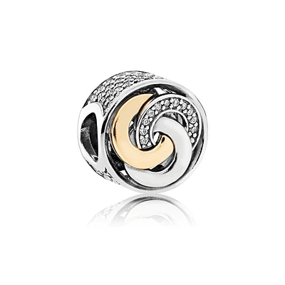 Pandora Interlinked Circles, Clear CZ Charm in SS & 14k Gold 792090CZ