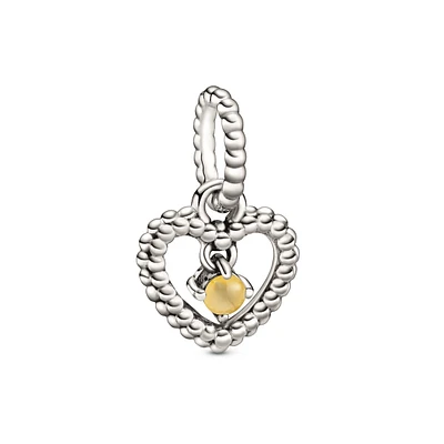 Honey Beaded Heart Dangle Charm 798854C11