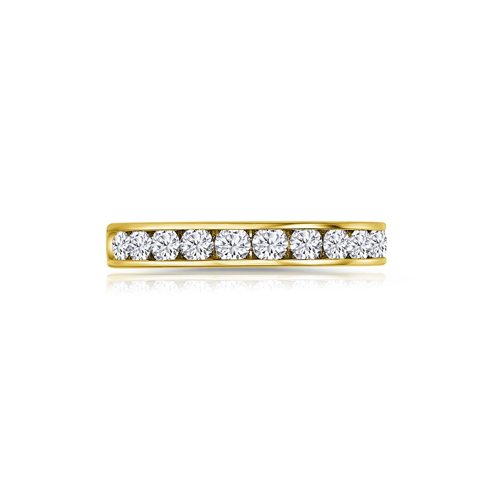 14K Yellow Gold Round Diamonds Wedding Band