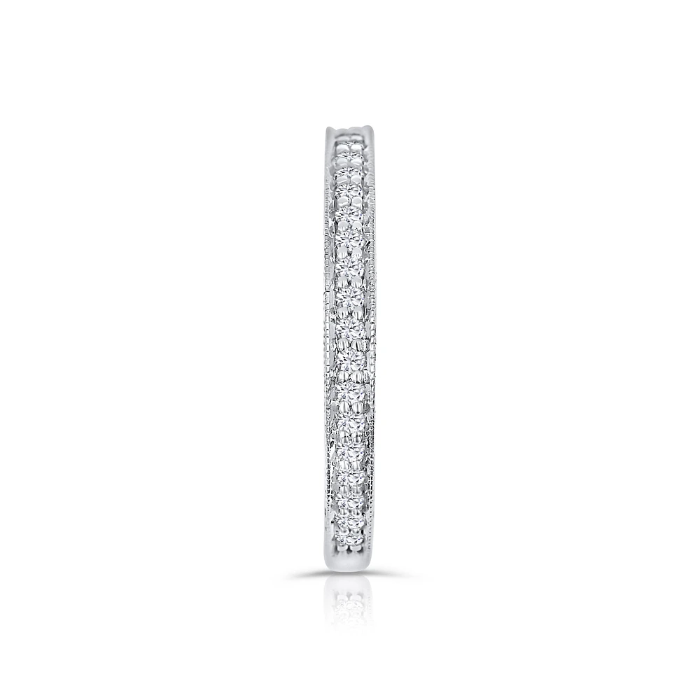 14K White Gold Round Diamonds Wedding Band
