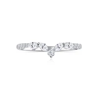 14K White Gold Mixed Diamonds Curved Band