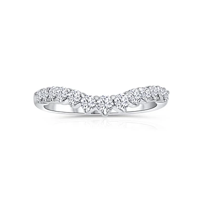 14K White Gold Round Diamonds Curve Wedding Band