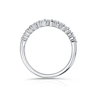 14K White Gold Round Diamonds Curve Wedding Band