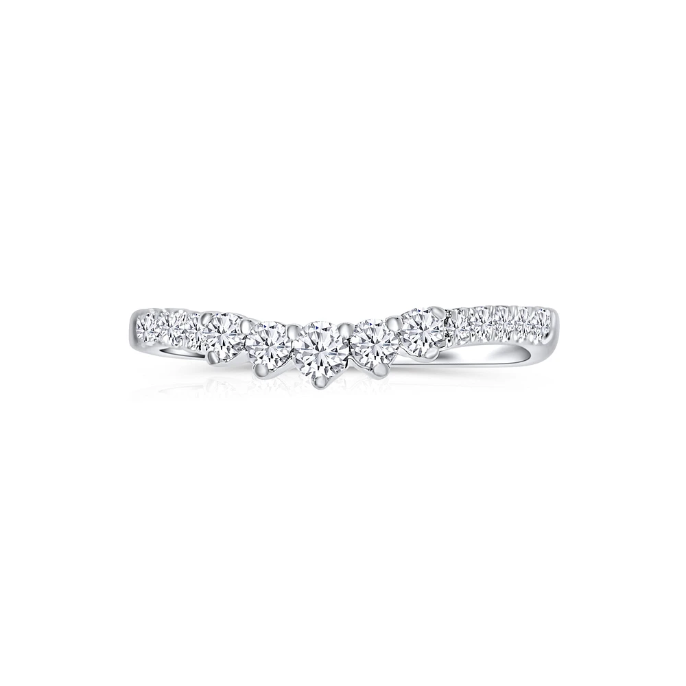 14K White Gold Round 0.35CTW Diamonds Shadow Curved Band