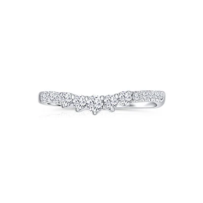 14K White Gold Round 0.35CTW Diamonds Shadow Curved Band
