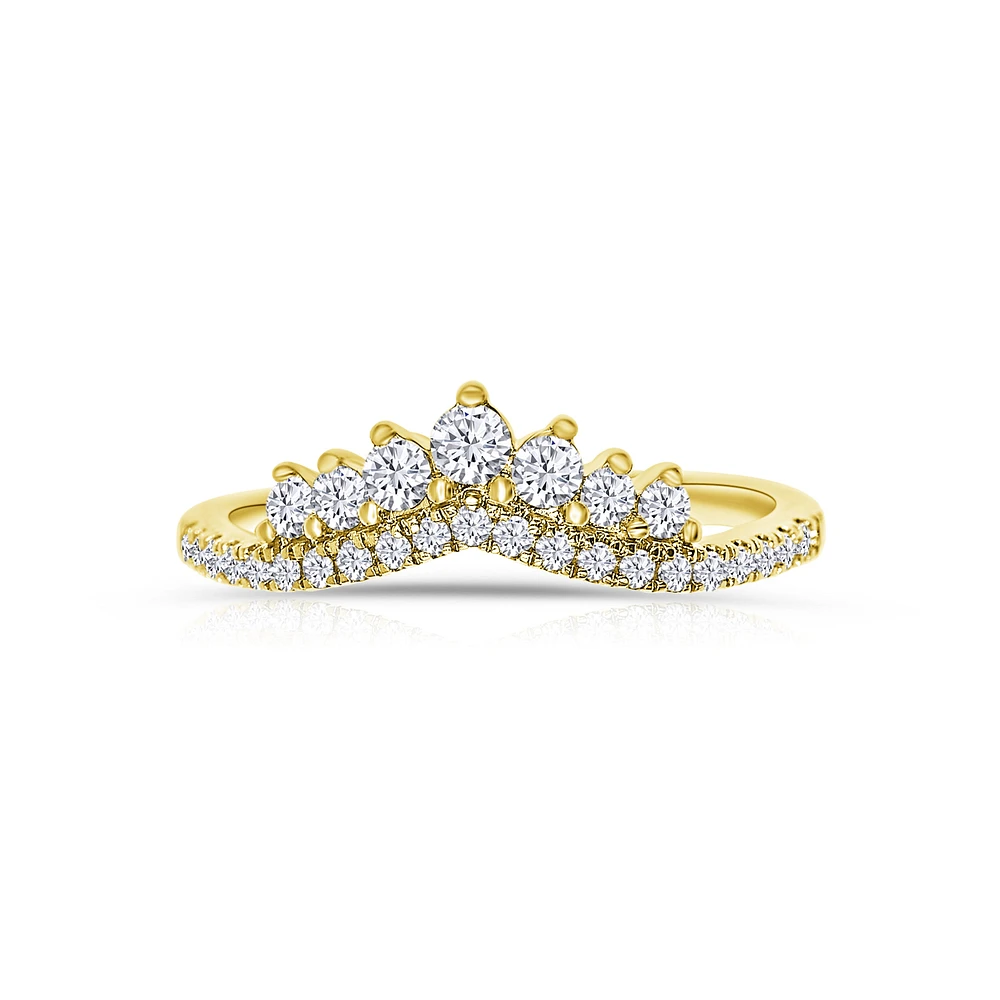 14K Yellow Gold Round Diamonds Tiara Band