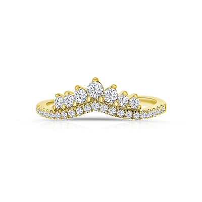 14K Yellow Gold Round Diamonds Tiara Band