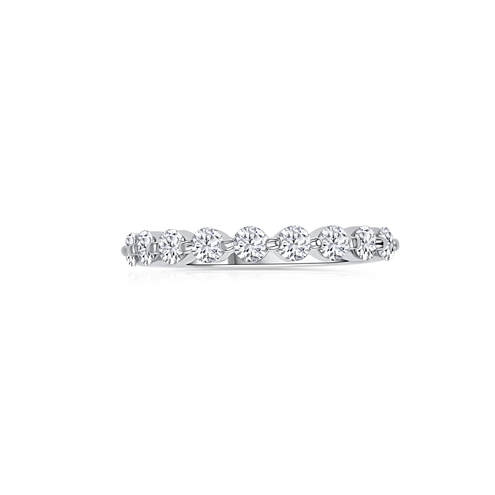 14K White Gold Round 0.75CTW Diamonds Shared-Prong Band