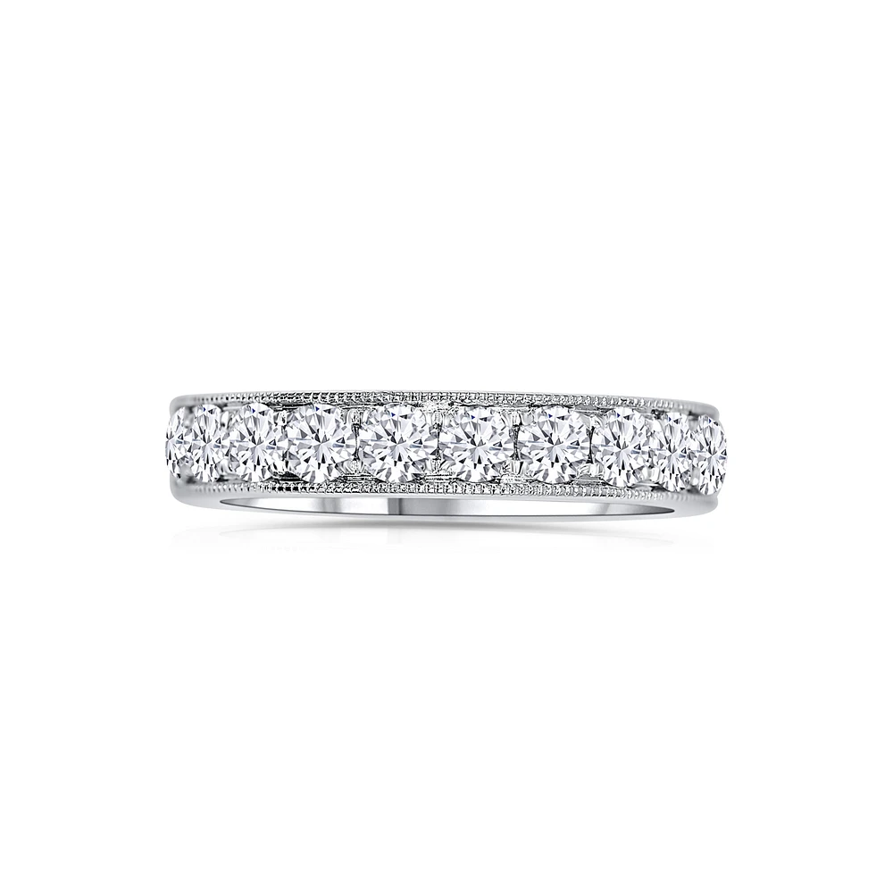 14K White Gold Round 1.00CTW Diamonds Channel Band