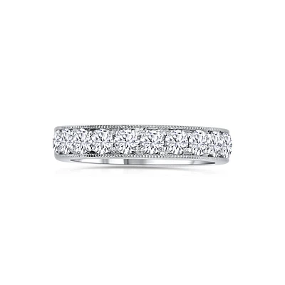 14K White Gold Round 1.00CTW Diamonds Channel Band