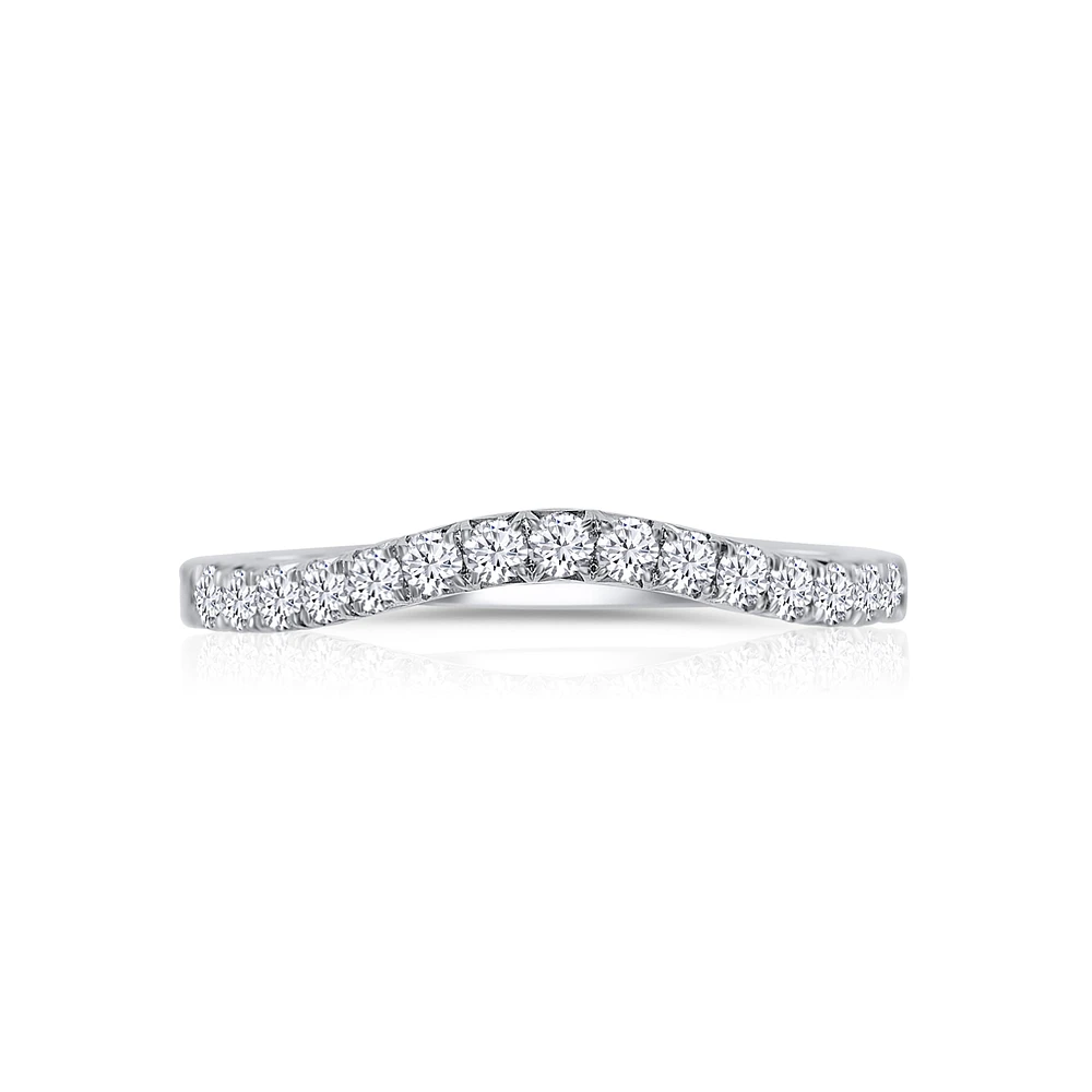 14K White Gold Round 0.30CTW Diamond Curve Wedding Band