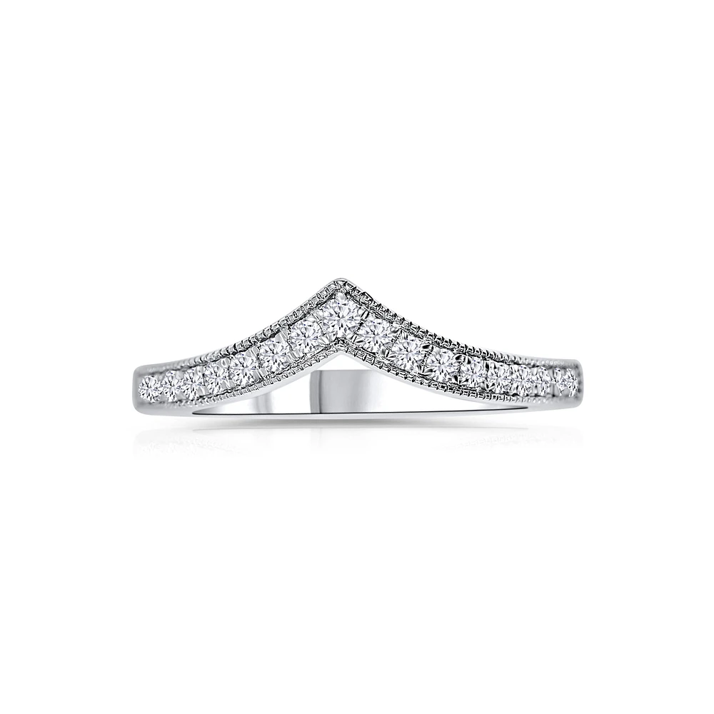 14K White Gold Round 0.22CTW Diamond Curve Band