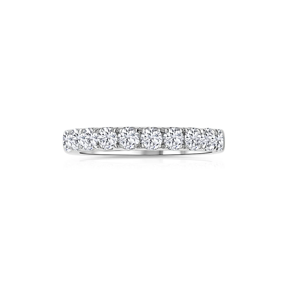 14K White Gold Round 1.00CTW Diamond Wedding Band